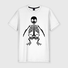 Мужская футболка премиум с принтом Пингвин скелет в Тюмени, 92% хлопок, 8% лайкра | приталенный силуэт, круглый вырез ворота, длина до линии бедра, короткий рукав | пингвин | скелет