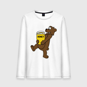 Мужской лонгслив хлопок с принтом Медведь с медом в Тюмени, 100% хлопок |  | животные | медведь с медом медведь мед | сладкое