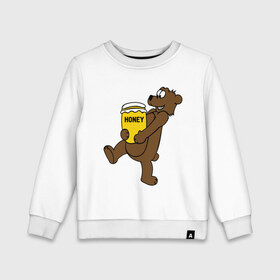 Детский свитшот хлопок с принтом Медведь с медом в Тюмени, 100% хлопок | круглый вырез горловины, эластичные манжеты, пояс и воротник | животные | медведь с медом медведь мед | сладкое