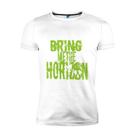 Мужская футболка премиум с принтом Bring me the horizon logo в Тюмени, 92% хлопок, 8% лайкра | приталенный силуэт, круглый вырез ворота, длина до линии бедра, короткий рукав | bring me to horizon | hardcore | kubana 2014 | кубана | лого | музыка | с группами | фестиваль | череп