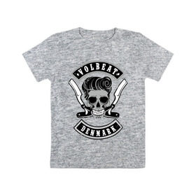 Детская футболка хлопок с принтом Volbeat в Тюмени, 100% хлопок | круглый вырез горловины, полуприлегающий силуэт, длина до линии бедер | denmark | kubana | volbeat | бритвы | кубана | олдскул | рок | рокабилли | с группами | череп