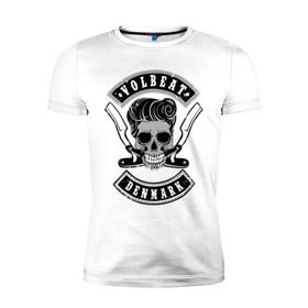 Мужская футболка премиум с принтом Volbeat в Тюмени, 92% хлопок, 8% лайкра | приталенный силуэт, круглый вырез ворота, длина до линии бедра, короткий рукав | denmark | kubana | volbeat | бритвы | кубана | олдскул | рок | рокабилли | с группами | череп