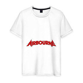 Мужская футболка хлопок с принтом airbourne в Тюмени, 100% хлопок | прямой крой, круглый вырез горловины, длина до линии бедер, слегка спущенное плечо. | airbourne | kubana | кубана | лого | логотип | метал | музыка | подарок | разное | рок