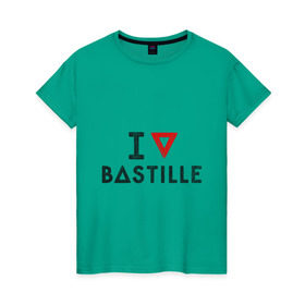 Женская футболка хлопок с принтом Bastille в Тюмени, 100% хлопок | прямой крой, круглый вырез горловины, длина до линии бедер, слегка спущенное плечо | bastille | pop rock | rock | альтернатива | инди рок | музыка | поп рок | рок | сердце | треугольник | я люблю