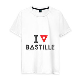 Мужская футболка хлопок с принтом Bastille в Тюмени, 100% хлопок | прямой крой, круглый вырез горловины, длина до линии бедер, слегка спущенное плечо. | Тематика изображения на принте: bastille | pop rock | rock | альтернатива | инди рок | музыка | поп рок | рок | сердце | треугольник | я люблю