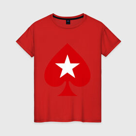 Женская футболка хлопок с принтом Покер Пики Poker Stars в Тюмени, 100% хлопок | прямой крой, круглый вырез горловины, длина до линии бедер, слегка спущенное плечо | игры | карты | покер | покер пики poker stars