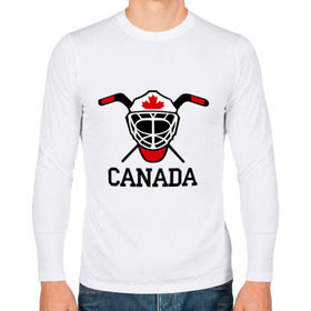 Мужской лонгслив хлопок с принтом Canada (Канадский хоккей) в Тюмени, 100% хлопок |  | canada | канадский | клюшка | спорт | хоккей | шайба