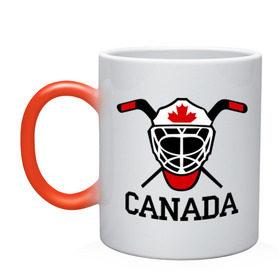 Кружка хамелеон с принтом Canada (Канадский хоккей) в Тюмени, керамика | меняет цвет при нагревании, емкость 330 мл | canada | канадский | клюшка | спорт | хоккей | шайба