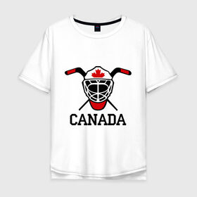 Мужская футболка хлопок Oversize с принтом Canada (Канадский хоккей) в Тюмени, 100% хлопок | свободный крой, круглый ворот, “спинка” длиннее передней части | canada | канадский | клюшка | спорт | хоккей | шайба
