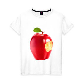 Женская футболка хлопок с принтом В яблочко! в Тюмени, 100% хлопок | прямой крой, круглый вырез горловины, длина до линии бедер, слегка спущенное плечо | apple | в яблочко | любовь | яблоко