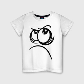 Детская футболка хлопок с принтом Недовольная рожица в Тюмени, 100% хлопок | круглый вырез горловины, полуприлегающий силуэт, длина до линии бедер | smile | обиженка | прикольная мордочка | рожа | рожица | смайл | смайлик