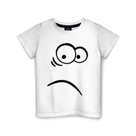 Детская футболка хлопок с принтом Ошеломленная рожица в Тюмени, 100% хлопок | круглый вырез горловины, полуприлегающий силуэт, длина до линии бедер | smile | прикольная мордочка | рожа | рожица | смайл | смайлик | удивленная рожица