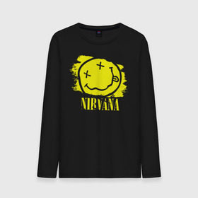 Мужской лонгслив хлопок с принтом смайл NIRVANA в Тюмени, 100% хлопок |  | kurt cobain | nirvana | rock | курт кобейн | нирвана | рожица | рок | смайл | смайлик | улыбка