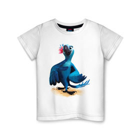 Детская футболка хлопок с принтом Жемчужинка в Тюмени, 100% хлопок | круглый вырез горловины, полуприлегающий силуэт, длина до линии бедер | myparrots | жемчужинка | мультик | мультфильм | попугай | рио | рио 2 | цветок