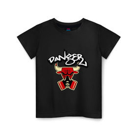 Детская футболка хлопок с принтом Чикаго Булс Danger Chicago Bulls в Тюмени, 100% хлопок | круглый вырез горловины, полуприлегающий силуэт, длина до линии бедер | chicago bulls | swag | булс danger | бык | чикаго