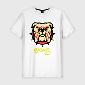 Мужская футболка премиум с принтом Бульдог Swag в Тюмени, 92% хлопок, 8% лайкра | приталенный силуэт, круглый вырез ворота, длина до линии бедра, короткий рукав | swag | бульдог swag | пес | песик | собака