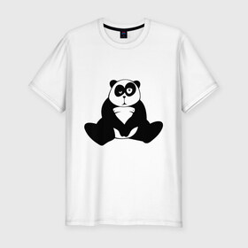 Мужская футболка премиум с принтом Уставшая панда в Тюмени, 92% хлопок, 8% лайкра | приталенный силуэт, круглый вырез ворота, длина до линии бедра, короткий рукав | панда