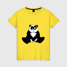 Женская футболка хлопок с принтом Уставшая панда в Тюмени, 100% хлопок | прямой крой, круглый вырез горловины, длина до линии бедер, слегка спущенное плечо | панда