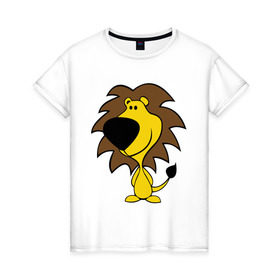 Женская футболка хлопок с принтом Лев в Тюмени, 100% хлопок | прямой крой, круглый вырез горловины, длина до линии бедер, слегка спущенное плечо | животные | лев | львенок | царь