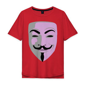 Мужская футболка хлопок Oversize с принтом Маска Гая Фокса в Тюмени, 100% хлопок | свободный крой, круглый ворот, “спинка” длиннее передней части | vendetta | вендетта | гай | маска | позитив | смайлы | тбили | теплый маска | фокс