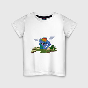 Детская футболка хлопок с принтом Пони мinecraft в Тюмени, 100% хлопок | круглый вырез горловины, полуприлегающий силуэт, длина до линии бедер | 