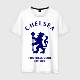 Мужская футболка хлопок с принтом Челси Футбольный клуб Chelsea в Тюмени, 100% хлопок | прямой крой, круглый вырез горловины, длина до линии бедер, слегка спущенное плечо. | chelsea | клуб | спорт | футбол | челси футбольный клуб