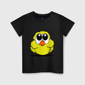 Детская футболка хлопок с принтом Цыпленок в Тюмени, 100% хлопок | круглый вырез горловины, полуприлегающий силуэт, длина до линии бедер | жёлтый | животные | птичка | цыпка | цыпленок