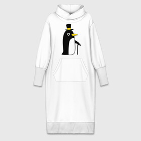 Платье удлиненное хлопок с принтом Пингвин в шляпе в Тюмени,  |  | животные | лед | пингвин в шляпе | трость.снег | шляпа