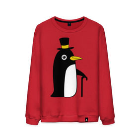 Мужской свитшот хлопок с принтом Пингвин в шляпе в Тюмени, 100% хлопок |  | животные | лед | пингвин в шляпе | трость.снег | шляпа