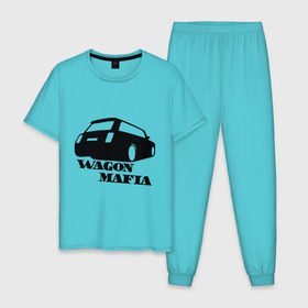 Мужская пижама хлопок с принтом WAGON MAFIA в Тюмени, 100% хлопок | брюки и футболка прямого кроя, без карманов, на брюках мягкая резинка на поясе и по низу штанин
 | дрифт