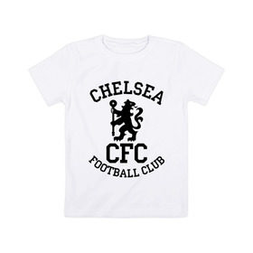 Детская футболка хлопок с принтом Chelsea FC в Тюмени, 100% хлопок | круглый вырез горловины, полуприлегающий силуэт, длина до линии бедер | 1905 | chelsea | chelsea logo | fc | footbal club | лого | логотип | спорт | футбол | футбольный клуб | челси