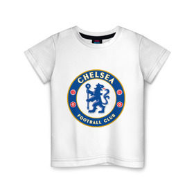 Детская футболка хлопок с принтом Chelsea logo в Тюмени, 100% хлопок | круглый вырез горловины, полуприлегающий силуэт, длина до линии бедер | 1905 | chelsea | chelsea logo | fc | footbal club | лого | логотип | спорт | футбол | футбольный клуб | челси
