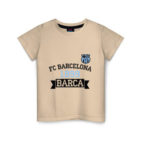 Детская футболка хлопок с принтом Barca в Тюмени, 100% хлопок | круглый вырез горловины, полуприлегающий силуэт, длина до линии бедер | barcelona | fc | fc barcelona | footbal club | барселона | лого | логотип | спорт | футбол | футбольный клуб
