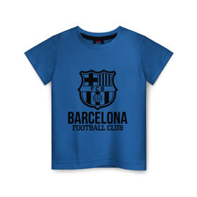 Детская футболка хлопок с принтом Barcelona FC в Тюмени, 100% хлопок | круглый вырез горловины, полуприлегающий силуэт, длина до линии бедер | barcelona | fc | fc barcelona | footbal club | барселона | лого | логотип | спорт | футбол | футбольный клуб