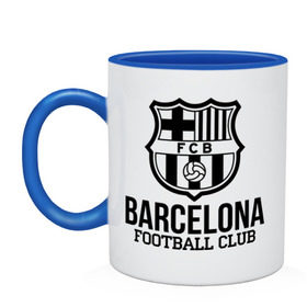 Кружка двухцветная с принтом Barcelona FC в Тюмени, керамика | объем — 330 мл, диаметр — 80 мм. Цветная ручка и кайма сверху, в некоторых цветах — вся внутренняя часть | barcelona | fc | fc barcelona | footbal club | барселона | лого | логотип | спорт | футбол | футбольный клуб