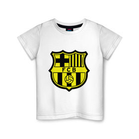 Детская футболка хлопок с принтом Barcelona logo в Тюмени, 100% хлопок | круглый вырез горловины, полуприлегающий силуэт, длина до линии бедер | Тематика изображения на принте: barcelona | fc | fc barcelona | footbal club | барселона | лого | логотип | спорт | футбол | футбольный клуб