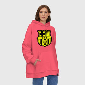 Худи SuperOversize хлопок с принтом Barcelona logo в Тюмени, 70% хлопок, 30% полиэстер, мягкий начес внутри | карман-кенгуру, эластичная резинка на манжетах и по нижней кромке, двухслойный капюшон
 | barcelona | fc | fc barcelona | footbal club | барселона | лого | логотип | спорт | футбол | футбольный клуб