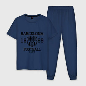 Мужская пижама хлопок с принтом Barcelona 1899 в Тюмени, 100% хлопок | брюки и футболка прямого кроя, без карманов, на брюках мягкая резинка на поясе и по низу штанин
 | Тематика изображения на принте: barcelona | fc | fc barcelona | footbal club | барселона | лого | логотип | спорт | футбол | футбольный клуб