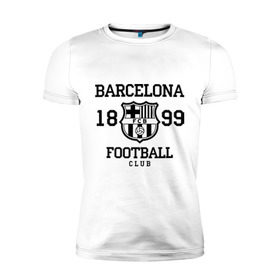 Мужская футболка премиум с принтом Barcelona 1899 в Тюмени, 92% хлопок, 8% лайкра | приталенный силуэт, круглый вырез ворота, длина до линии бедра, короткий рукав | barcelona | fc | fc barcelona | footbal club | барселона | лого | логотип | спорт | футбол | футбольный клуб