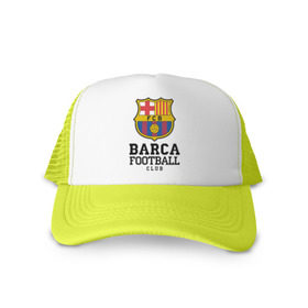 Кепка тракер с сеткой с принтом Barcelona FC в Тюмени, трикотажное полотно; задняя часть — сетка | длинный козырек, универсальный размер, пластиковая застежка | Тематика изображения на принте: barcelona | fc | fc barcelona | footbal club | барселона | лого | логотип | спорт | футбол | футбольный клуб