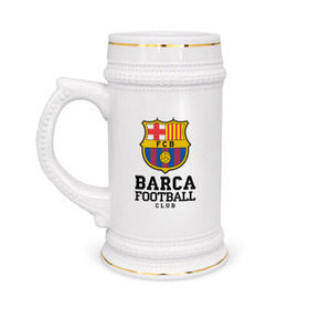 Кружка пивная с принтом Barcelona FC в Тюмени,  керамика (Материал выдерживает высокую температуру, стоит избегать резкого перепада температур) |  объем 630 мл | Тематика изображения на принте: barcelona | fc | fc barcelona | footbal club | барселона | лого | логотип | спорт | футбол | футбольный клуб