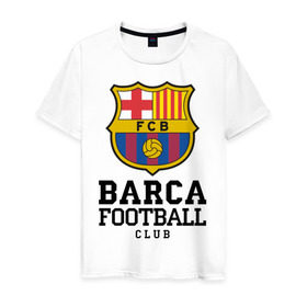 Мужская футболка хлопок с принтом Barcelona FC в Тюмени, 100% хлопок | прямой крой, круглый вырез горловины, длина до линии бедер, слегка спущенное плечо. | Тематика изображения на принте: barcelona | fc | fc barcelona | footbal club | барселона | лого | логотип | спорт | футбол | футбольный клуб