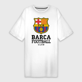 Платье-футболка хлопок с принтом Barcelona FC в Тюмени,  |  | barcelona | fc | fc barcelona | footbal club | барселона | лого | логотип | спорт | футбол | футбольный клуб