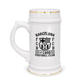 Кружка пивная с принтом FC Barcelona в Тюмени,  керамика (Материал выдерживает высокую температуру, стоит избегать резкого перепада температур) |  объем 630 мл | barcelona | fc | fc barcelona | footbal club | барселона | лого | логотип | спорт | футбол | футбольный клуб