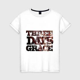 Женская футболка хлопок с принтом Three days grace (dark) в Тюмени, 100% хлопок | прямой крой, круглый вырез горловины, длина до линии бедер, слегка спущенное плечо | three days grace
