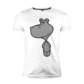 Мужская футболка премиум с принтом Бегемотик в Тюмени, 92% хлопок, 8% лайкра | приталенный силуэт, круглый вырез ворота, длина до линии бедра, короткий рукав | бегемот | большой | добрый