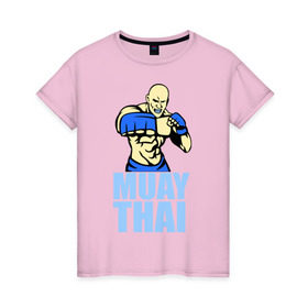 Женская футболка хлопок с принтом Muay Thai (Тайский бокс) в Тюмени, 100% хлопок | прямой крой, круглый вырез горловины, длина до линии бедер, слегка спущенное плечо | 