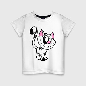 Детская футболка хлопок с принтом Кот в Тюмени, 100% хлопок | круглый вырез горловины, полуприлегающий силуэт, длина до линии бедер | веселый | довольный | кот | кошка | пятнистый