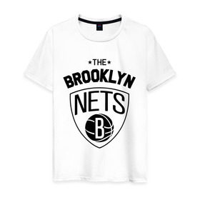 Мужская футболка хлопок с принтом The Brooklyn Nets в Тюмени, 100% хлопок | прямой крой, круглый вырез горловины, длина до линии бедер, слегка спущенное плечо. | Тематика изображения на принте: бруклин