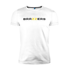 Мужская футболка премиум с принтом Brazzers в Тюмени, 92% хлопок, 8% лайкра | приталенный силуэт, круглый вырез ворота, длина до линии бедра, короткий рукав | brazzers